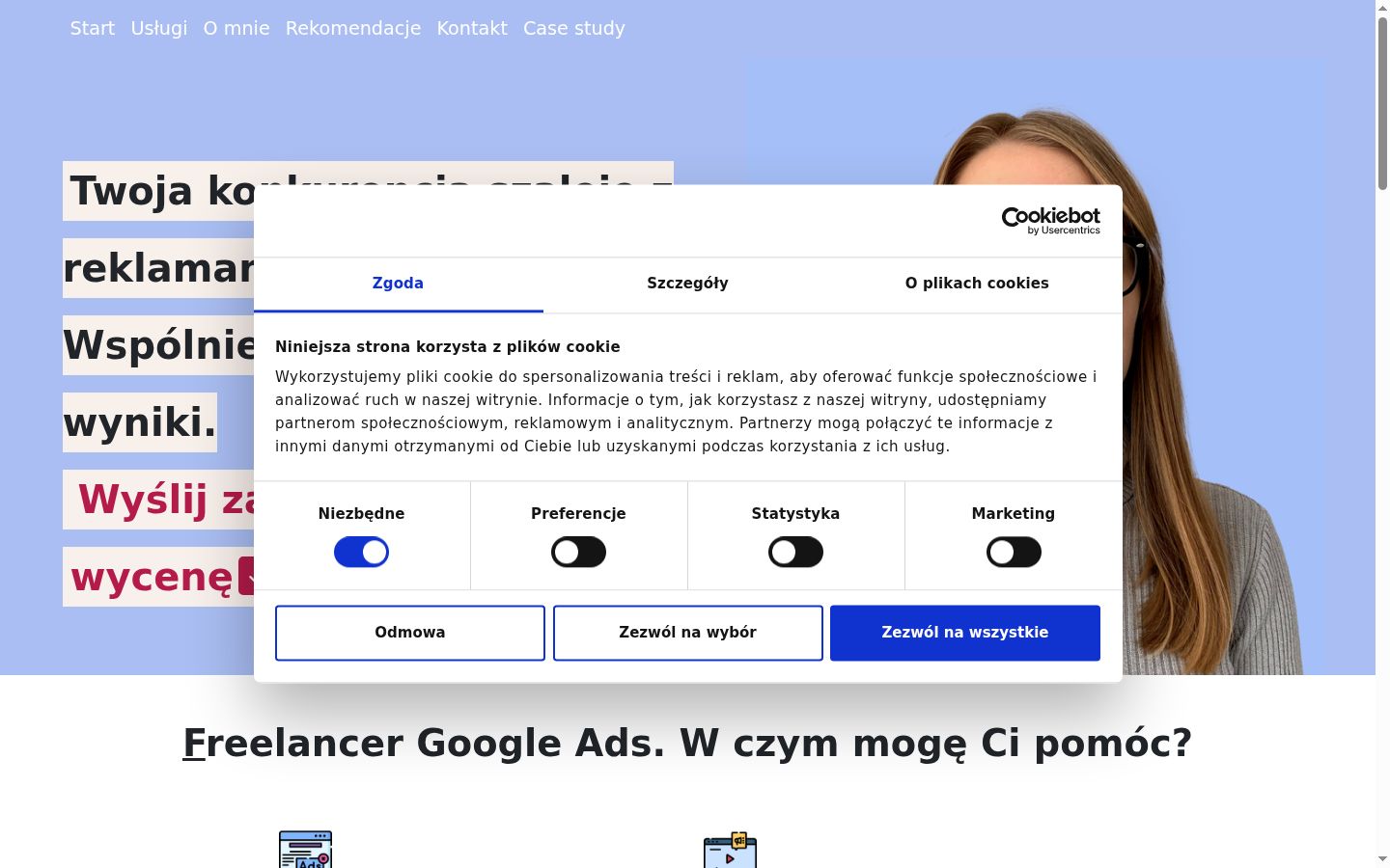 Capture d'écran de la bannière de consentement affichée avant toute interaction