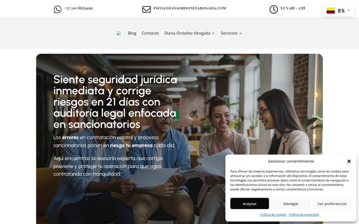 Screenshot of dianaordonezabogada.com