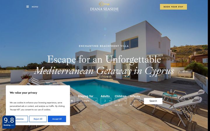 Screenshot of dianaseaside.com