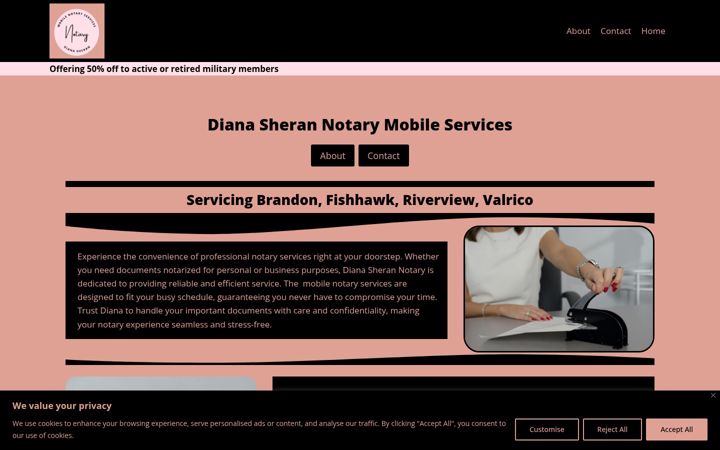 Screenshot of dianasherannotary.com