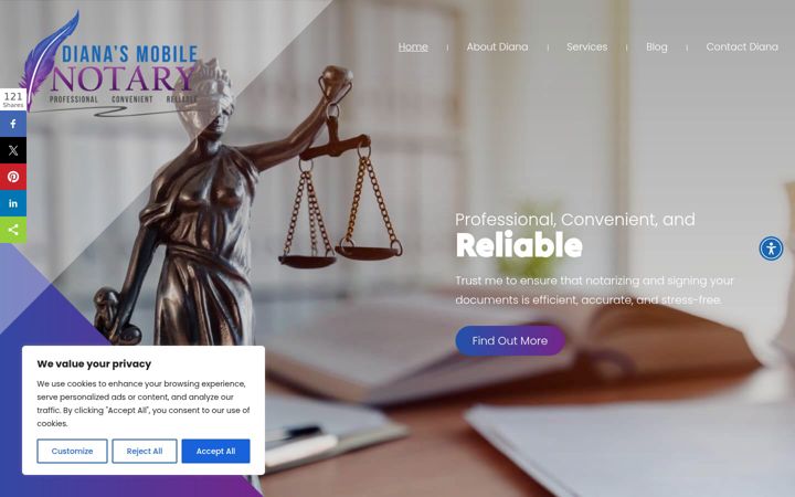 Screenshot of dianasmobilenotary.com