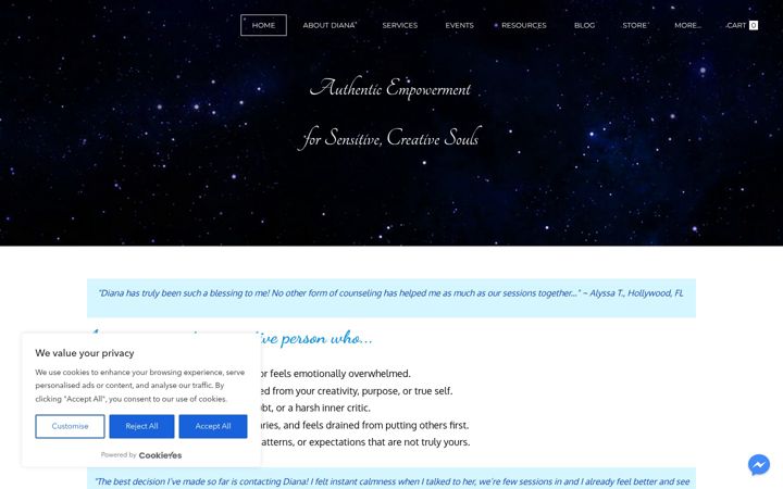 Screenshot of dianavehuni.com