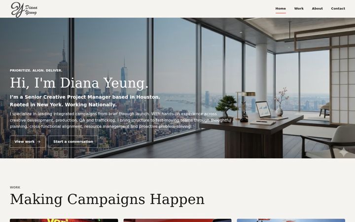 Screenshot of dianayeung.com