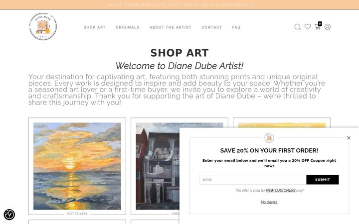 Screenshot of dianedubeartist.com