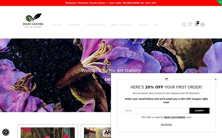 Screenshot of dianeliguoriart.com