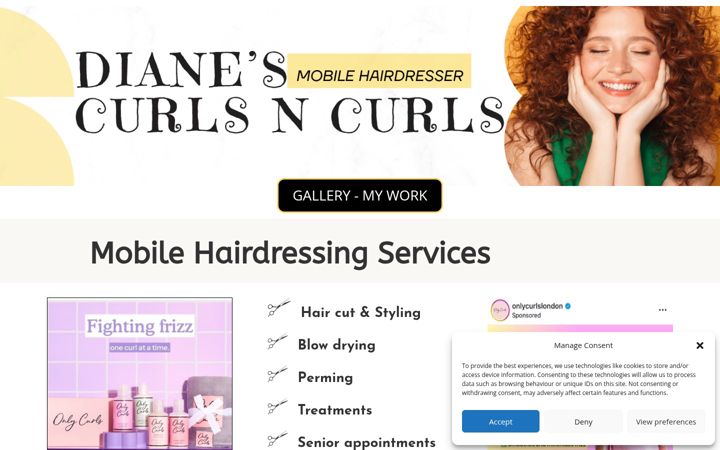 Screenshot of dianescurlsncurls.co.uk