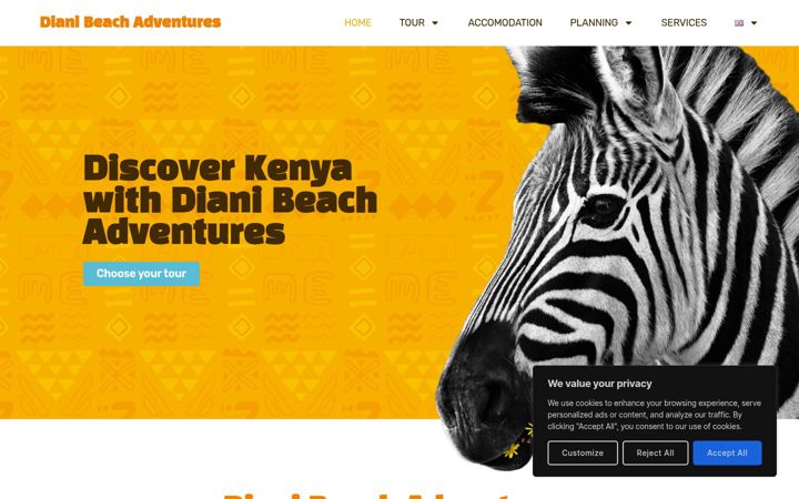 Screenshot of dianibeachadventures.com