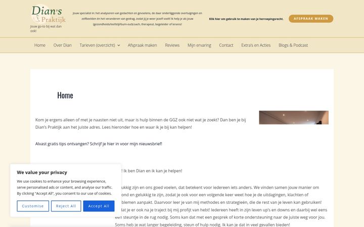 Screenshot of dianspraktijk.nl