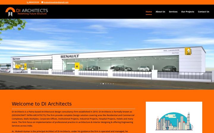 Kuvakaappaus sivustosta diarchitects.in