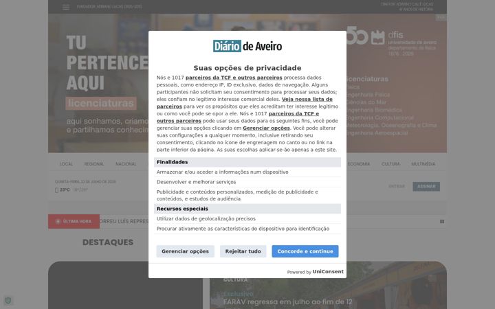 Ekrano kopija diarioaveiro.pt