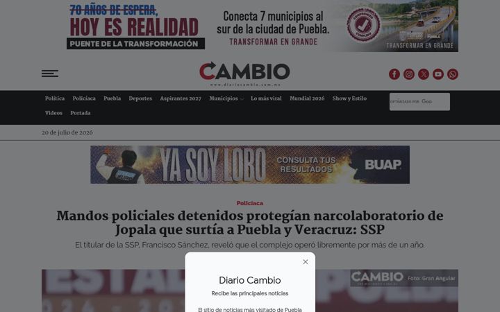 Screenshot of diariocambio.com.mx