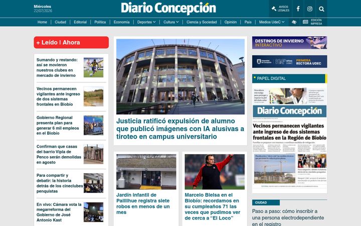 Екранна снимка на diarioconcepcion.cl