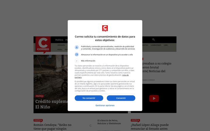 Screenshot of diariocorreo.pe