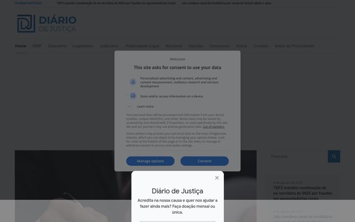 Captura de pantalla de diariodejustica.com.br