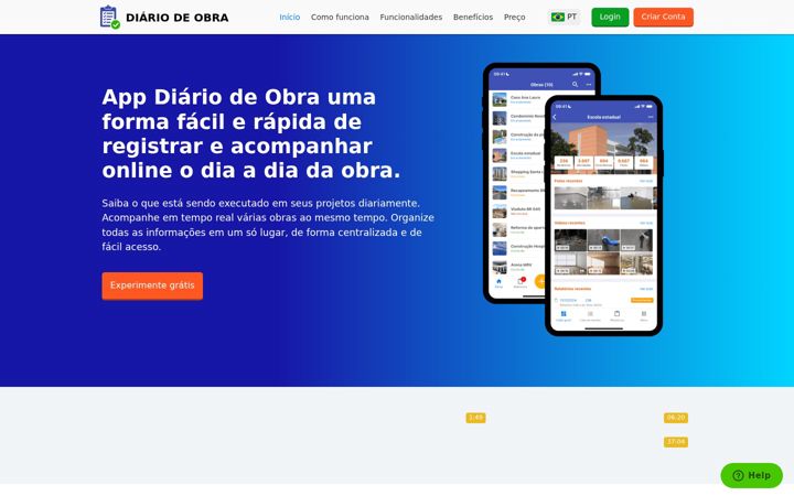 Screenshot of diariodeobra.app