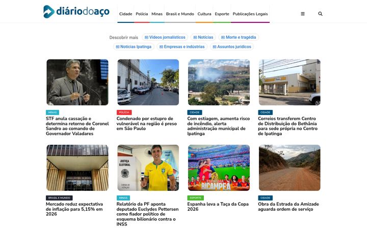 Screenshot of diariodoaco.com.br