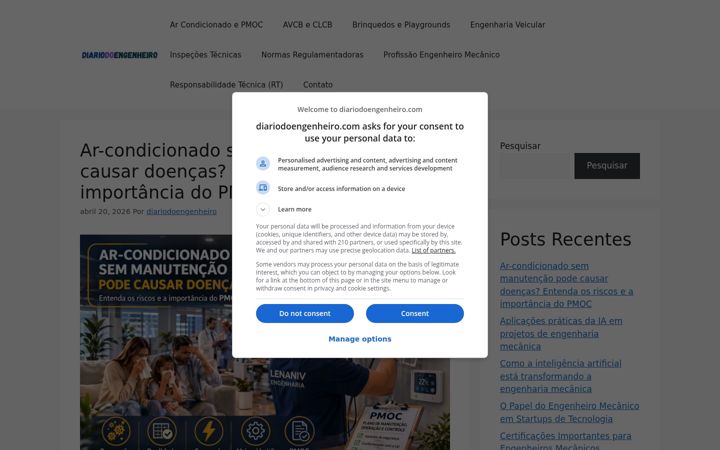 Screenshot of diariodoengenheiro.com
