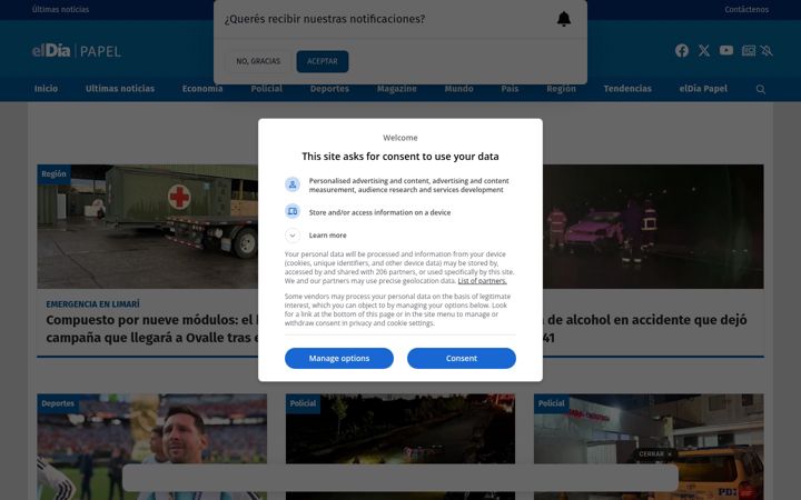 Screenshot of diarioeldia.cl
