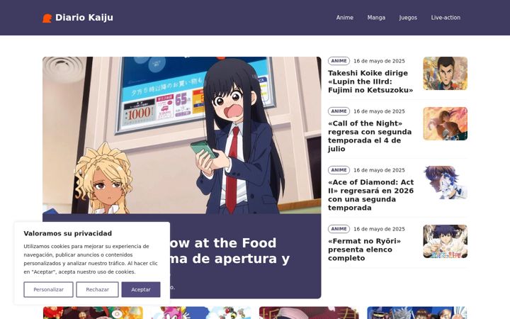 Screenshot of diariokaiju.com