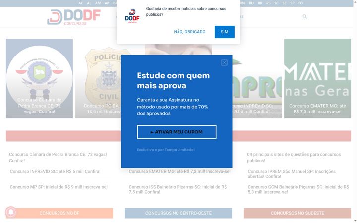 Ekraanipilt saidist diariooficialdf.com.br