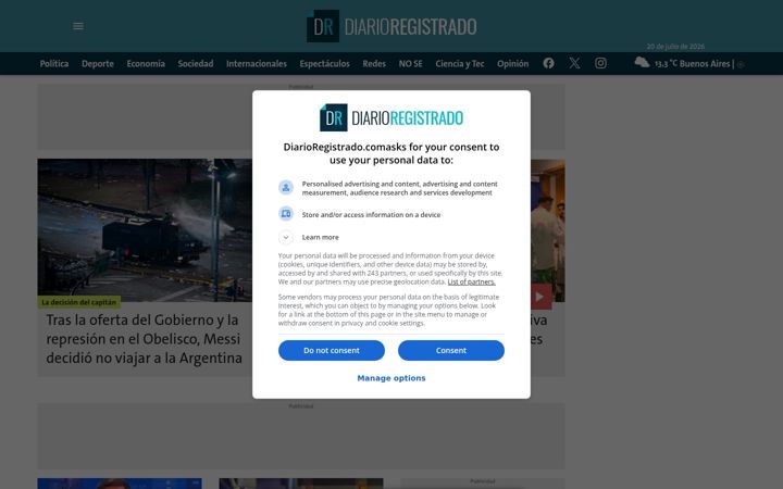 Screenshot of diarioregistrado.com