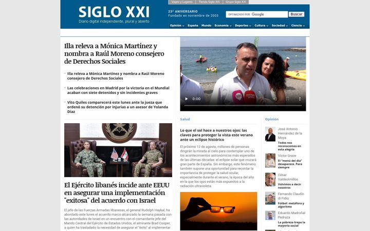 Screenshot of diariosigloxxi.com