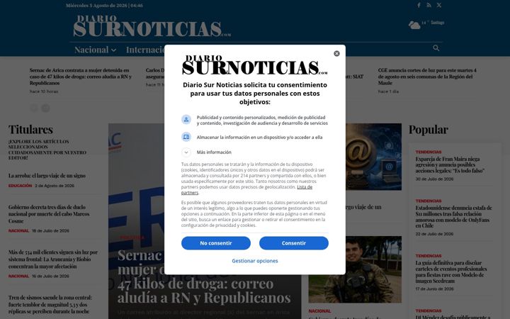 Screenshot of diariosurnoticias.com