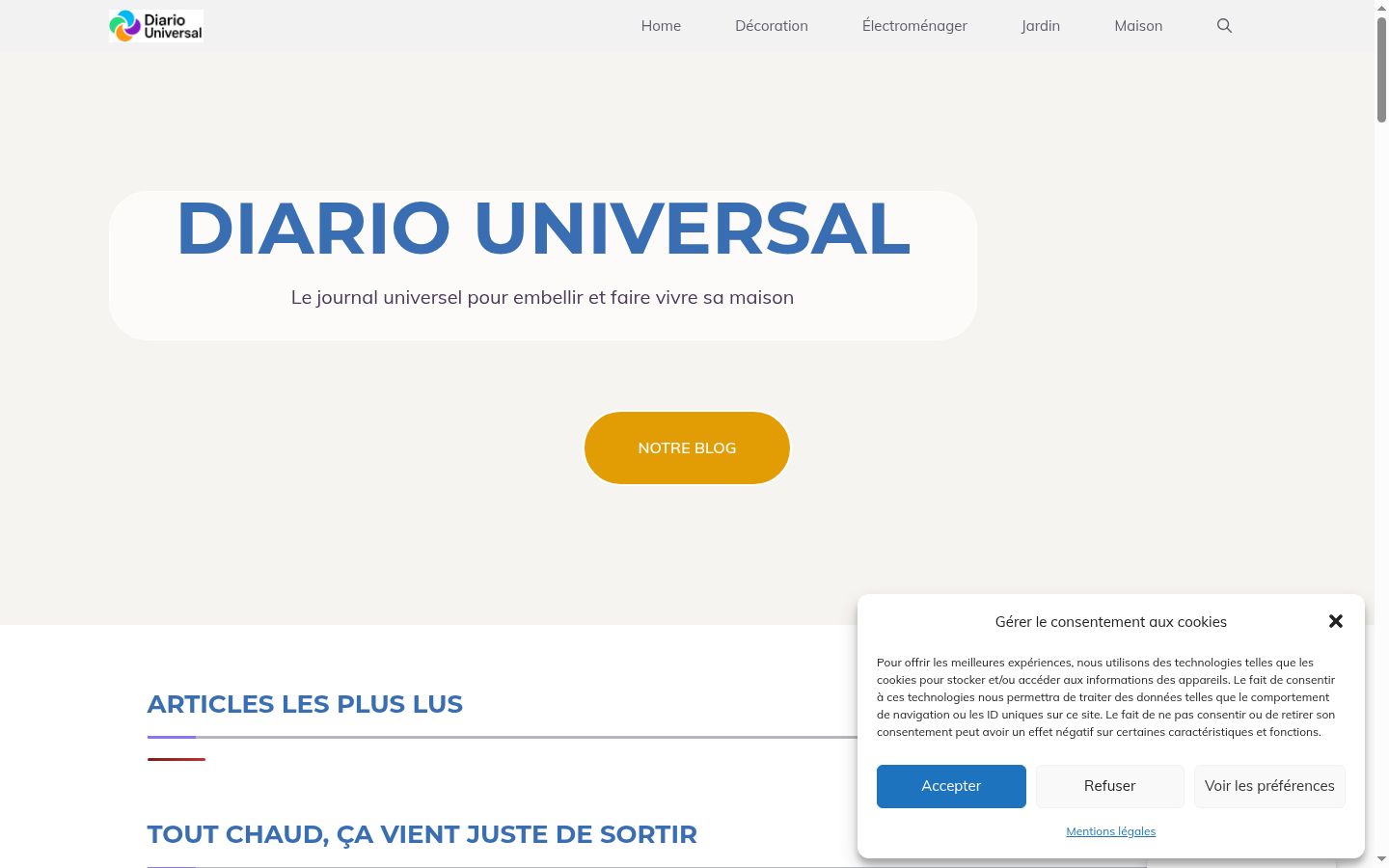 Screenshot del banner di consenso mostrato prima di qualsiasi interazione