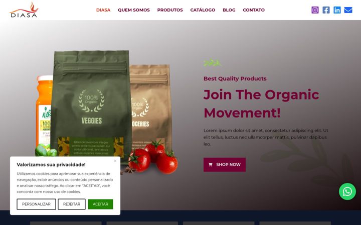 Ekraanipilt saidist diasabrasil.com.br
