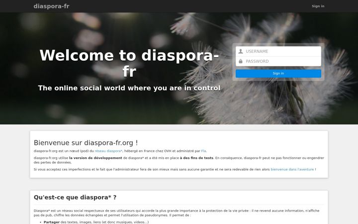 Screenshot of diaspora-fr.org