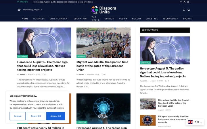 Screenshot of diasporaunita.com