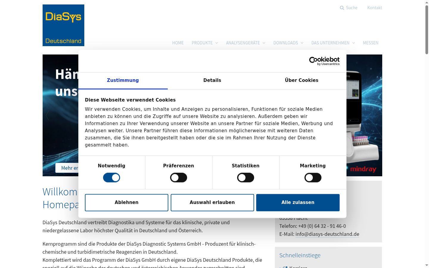 Screenshot del banner di consenso mostrato prima di qualsiasi interazione