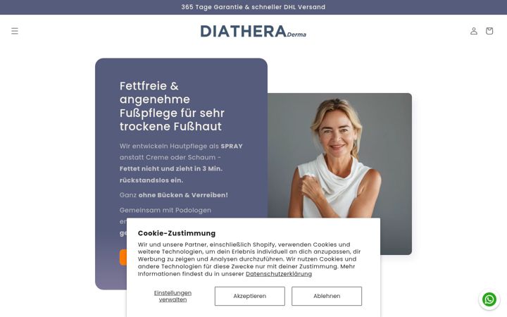 Snímek obrazovky diathera-derma.de