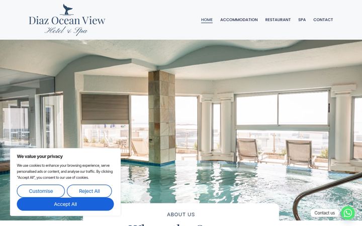 Ekrānuzņēmums no diazoceanviewhotel.co.za