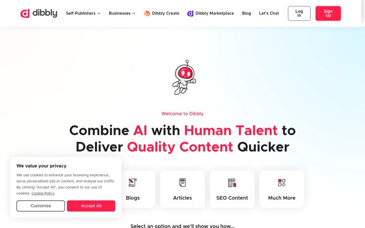 Screenshot of dibbly.com