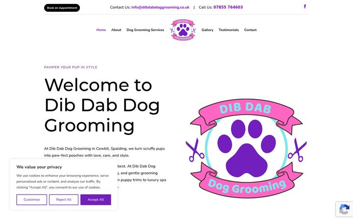 Screenshot of dibdabdoggrooming.co.uk