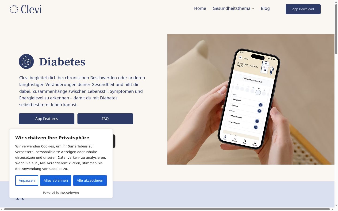 Screenshot of the consent banner shown before any interaction