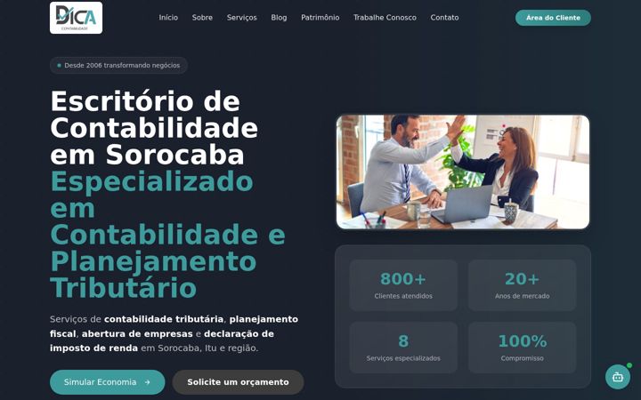 Captura de pantalla de dicacontabilidade.com.br