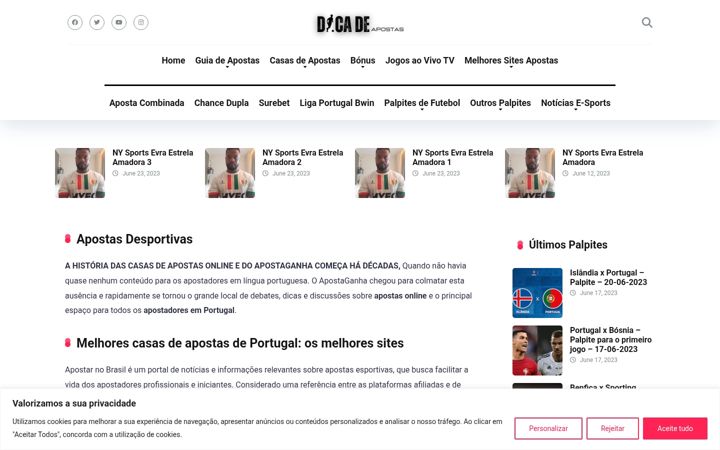 Captură de ecran a dicadeapostas.pt