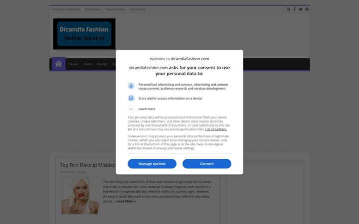 Screenshot of dicandiafashion.com