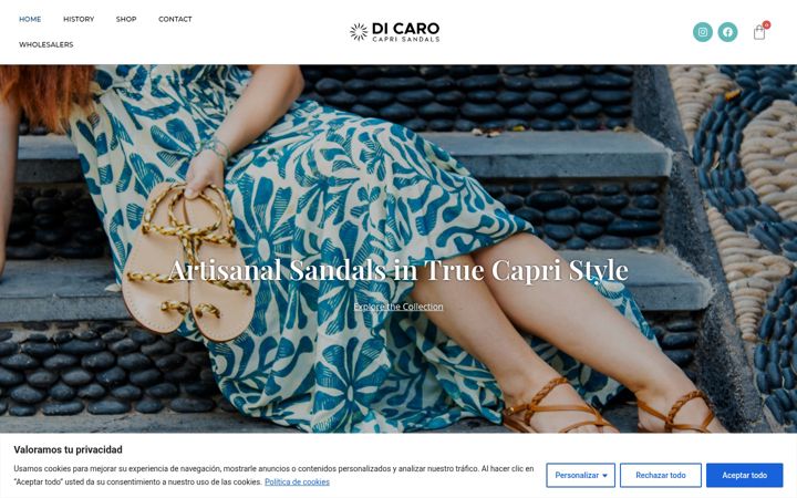 Screenshot of dicarocaprisandals.com