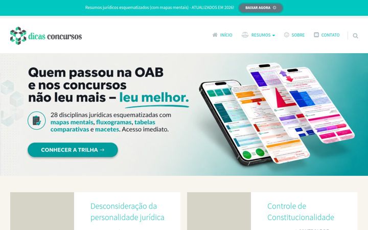 Screenshot of dicasconcursos.com