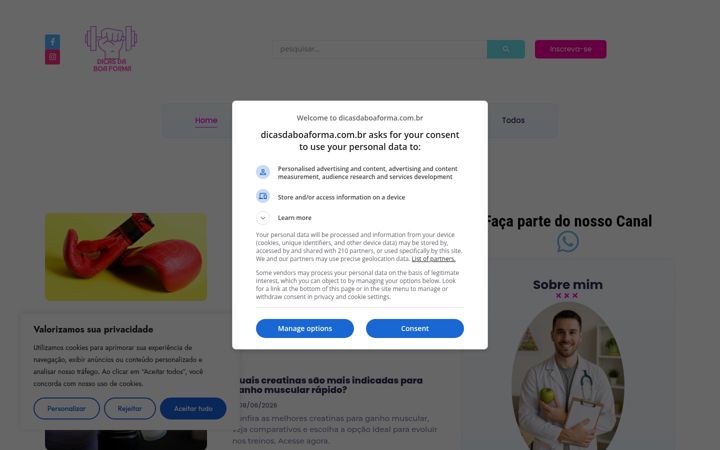 Captura de pantalla de dicasdaboaforma.com.br
