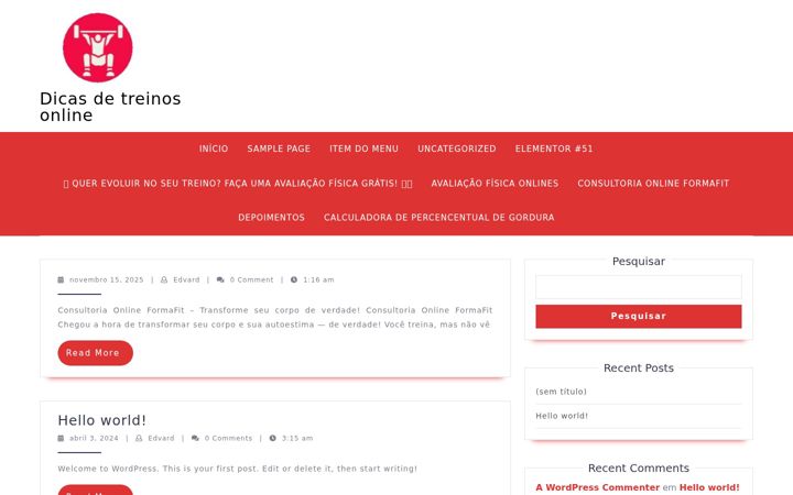 Captura de pantalla de dicasdetreinosonline.com.br