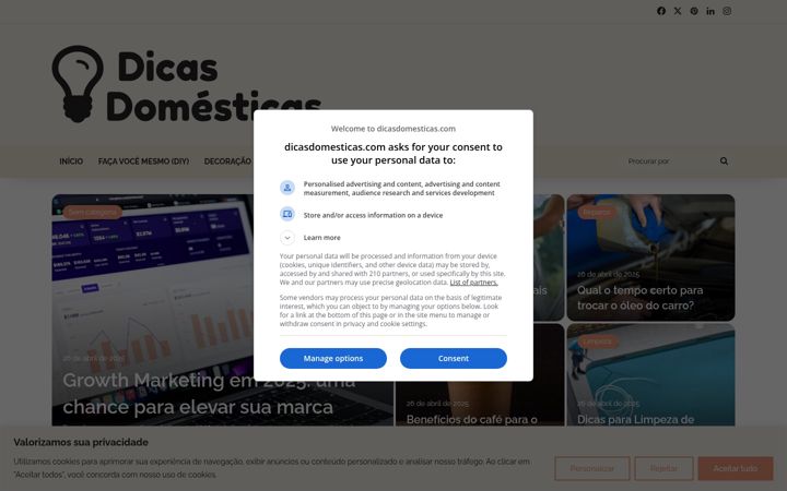 Screenshot of dicasdomesticas.com