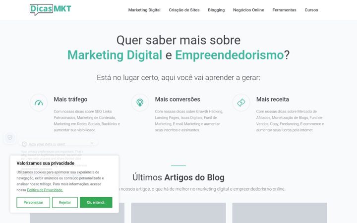 Captura de pantalla de dicasmkt.com.br