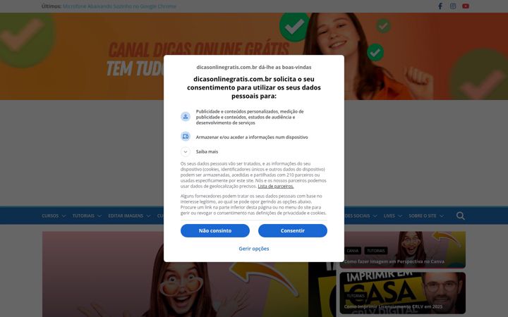 Captura de pantalla de dicasonlinegratis.com.br