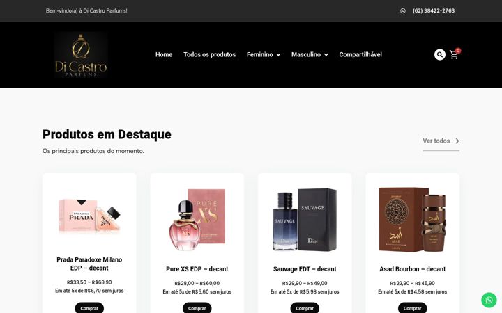 Captura de pantalla de dicastroparfum.com.br