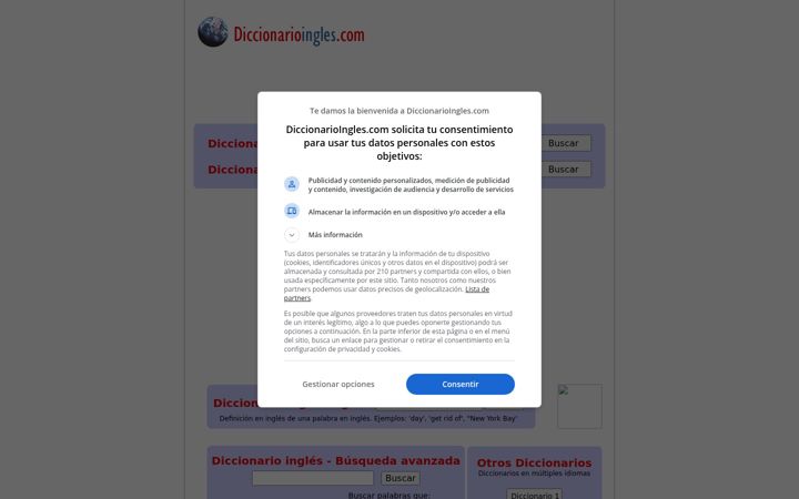 Screenshot of diccionarioingles.com