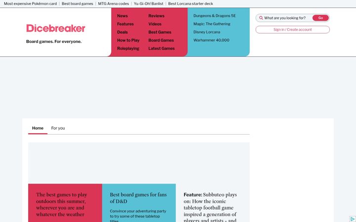 Screenshot of dicebreaker.com